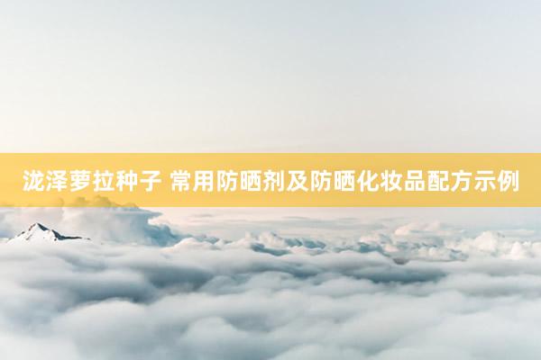 泷泽萝拉种子 常用防晒剂及防晒化妆品配方示例
